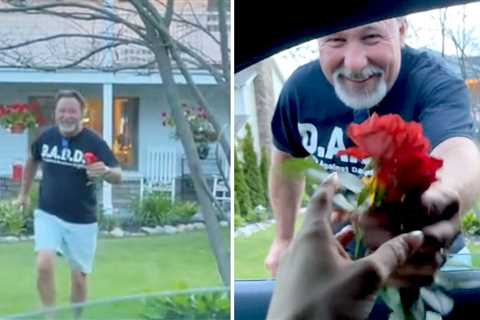 Doting Dad Never Lets His Daughter Leave Without a Fresh Rose From His Garden